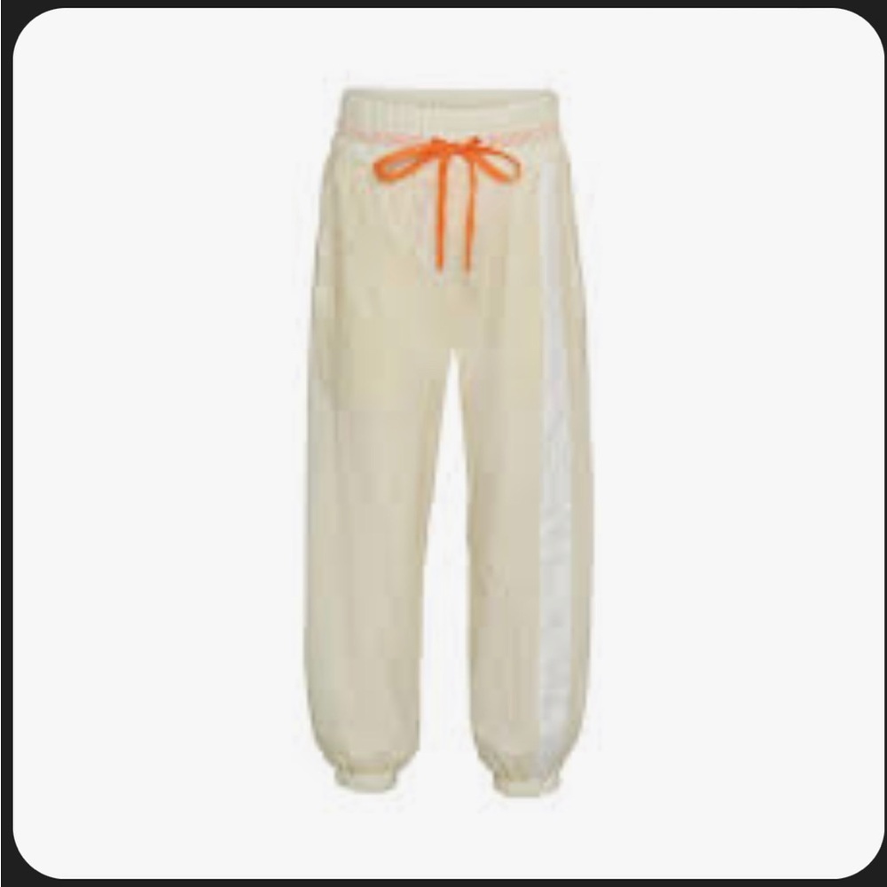 Molo pearlized Yello Joggers with Bright Orange Tie
